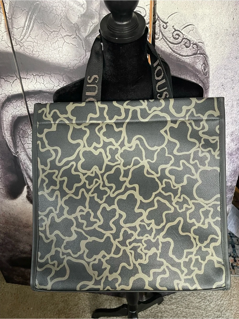 Tous Black and Cream Laptop Tote Bag